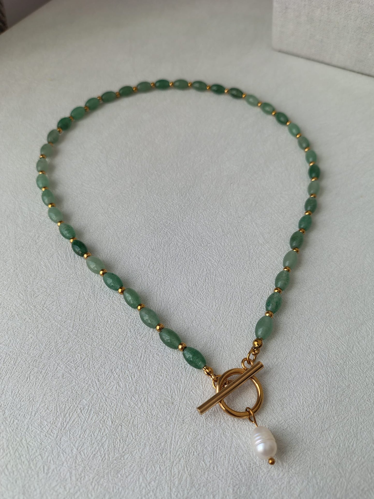 Green Aventurine & Freshwater Pearl Necklace.