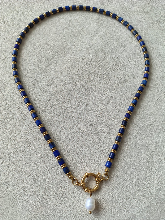 Lapis & Pearl Statement Necklace.