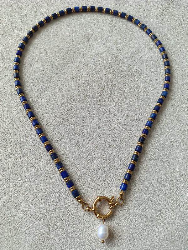 Lapis & Pearl Statement Necklace.
